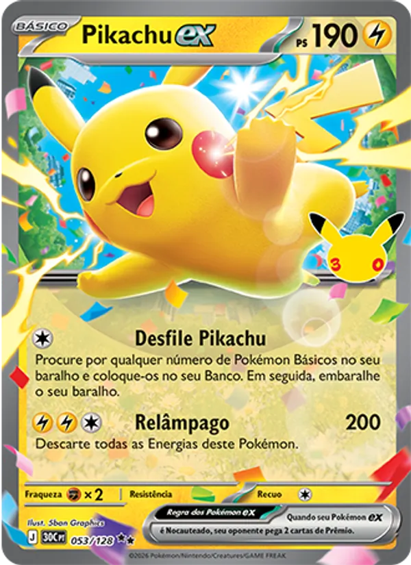 Carta Pikachu ex, nº 053 de Celebração de 30 Anos