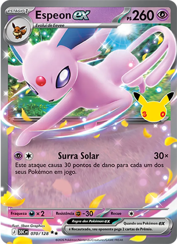 Carta Espeon ex, nº 070 de Celebração de 30 Anos