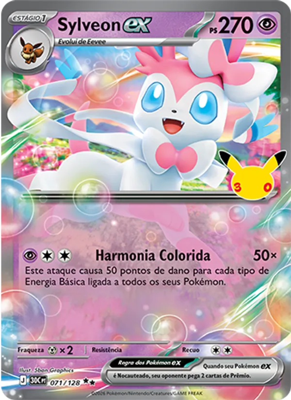 Carta Sylveon ex, nº 071 de Celebração de 30 Anos