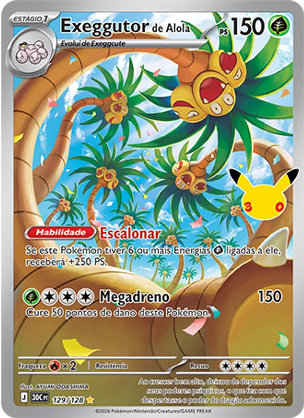 Carta Exeggutor de Alola, nº 129 de Celebração de 30 Anos