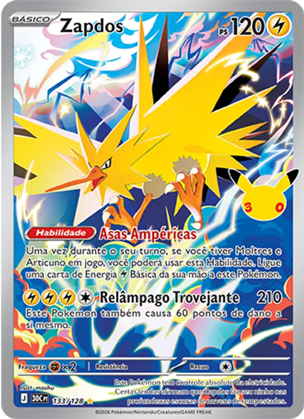 Carta Zapdos, nº 133 de Celebração de 30 Anos
