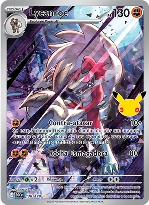 Carta Lycanroc, nº 138 de Celebração de 30 Anos
