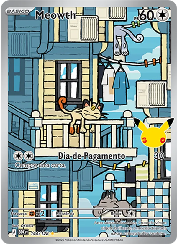 Carta Meowth, nº 144 de Celebração de 30 Anos