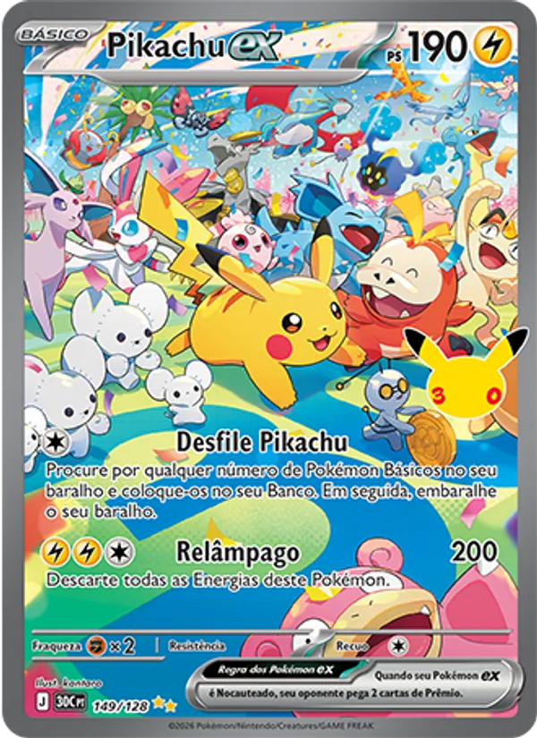 Carta Pikachu ex, nº 149 de Celebração de 30 Anos