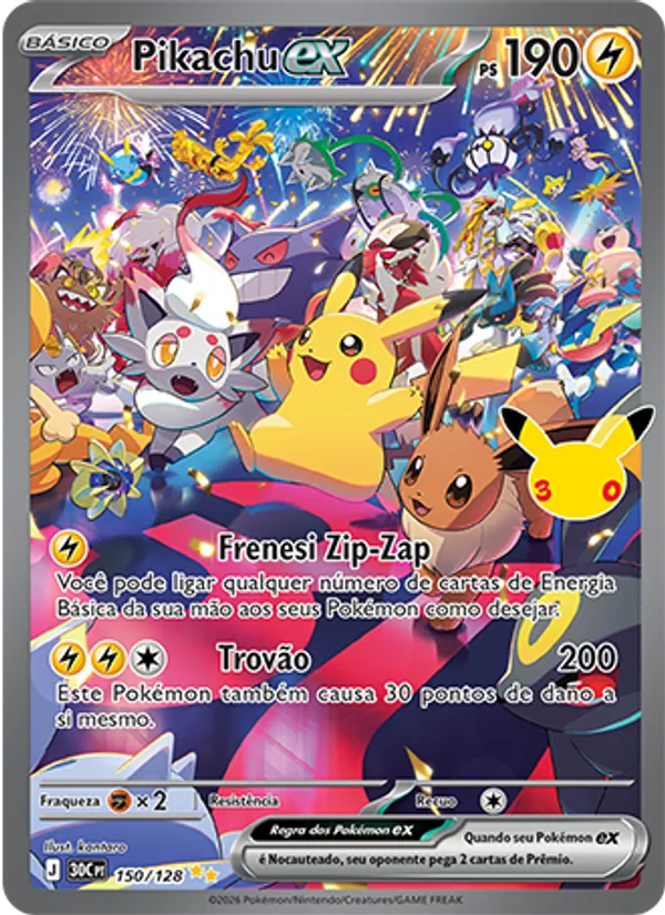Carta Pikachu ex, nº 150 de Celebração de 30 Anos
