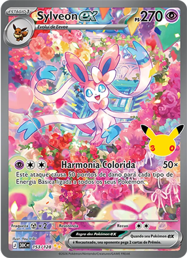Carta Sylveon ex, nº 153 de Celebração de 30 Anos