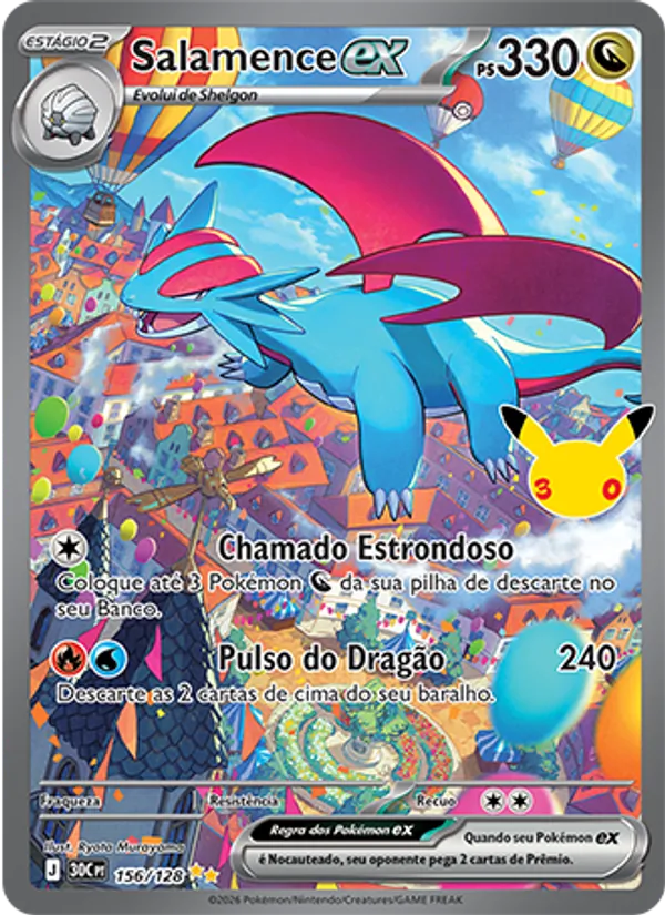 Carta Salamence ex, nº 156 de Celebração de 30 Anos