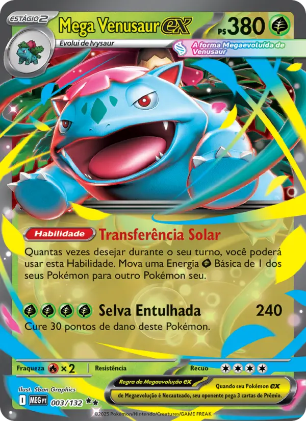 Carta Mega Venusaur ex, nº 003 de Megaevolução