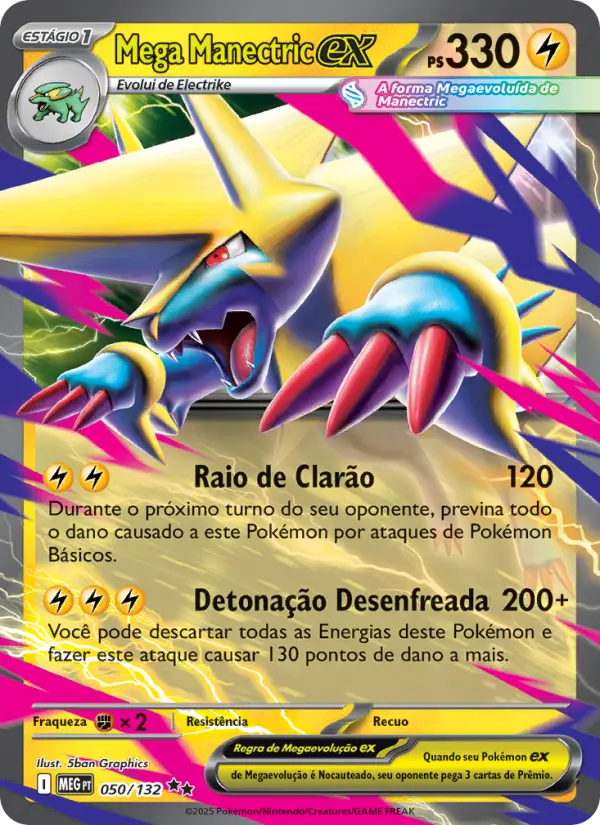 Carta Mega Manectric ex, nº 050 de Megaevolução