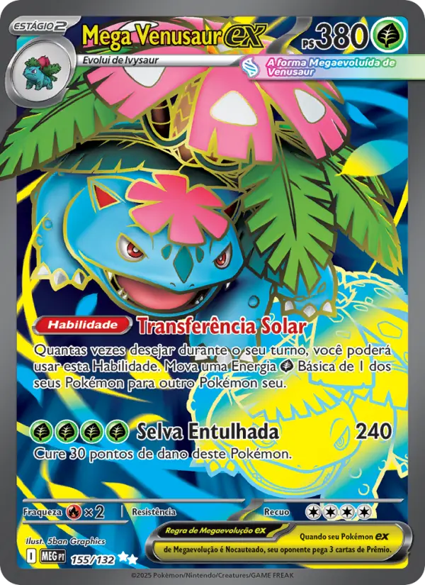 Carta Mega Venusaur ex, nº 155 de Megaevolução