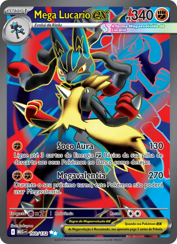 Carta Mega Lucario ex, nº 160 de Megaevolução