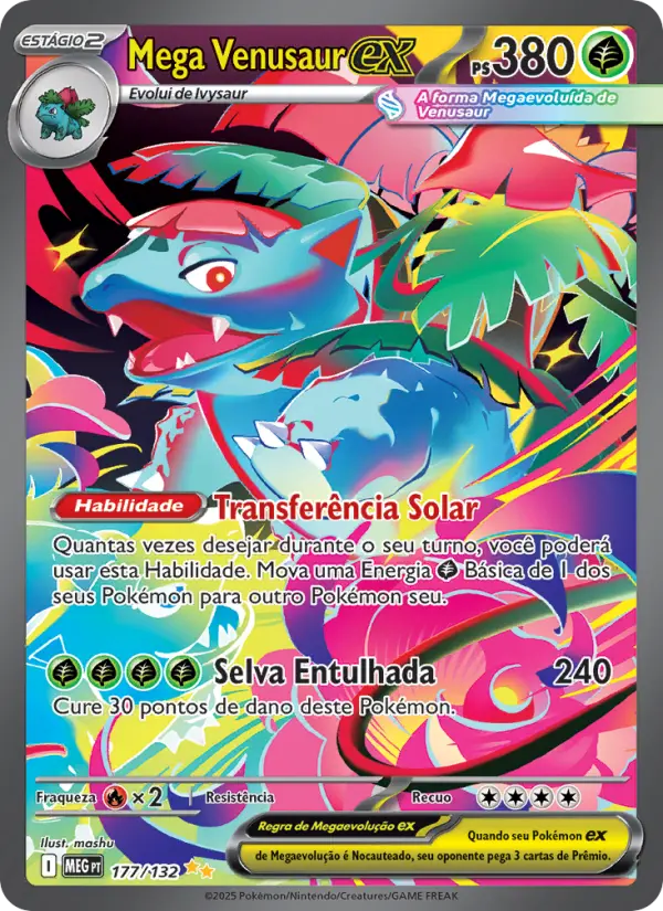Carta Mega Venusaur ex, nº 177 de Megaevolução