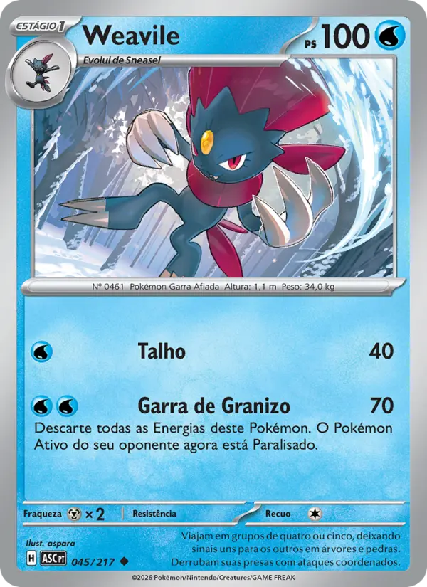 Carta Weavile, nº 045 de Heróis Excelsos