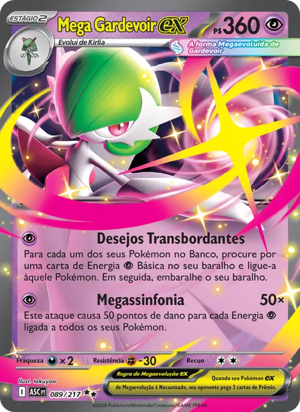 Carta Mega Gardevoir ex, nº 089 de Heróis Excelsos