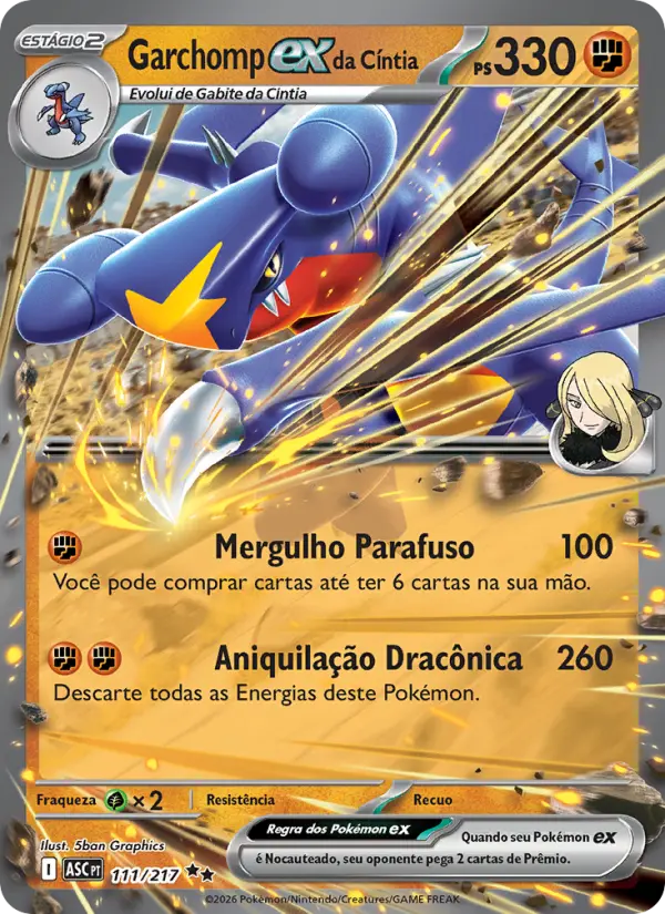 Carta Garchomp ex da Cíntia, nº 111 de Heróis Excelsos