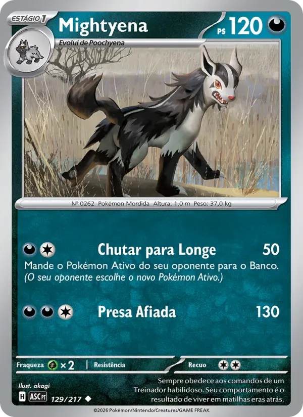 Carta Mightyena, nº 129 de Heróis Excelsos