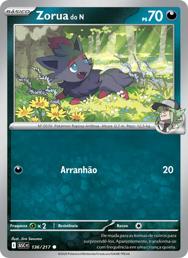 Carta Zorua do N, nº 136 de Heróis Excelsos
