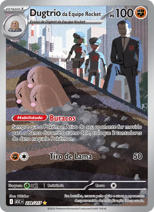 Carta Dugtrio da Equipe Rocket, nº 239 de Heróis Excelsos