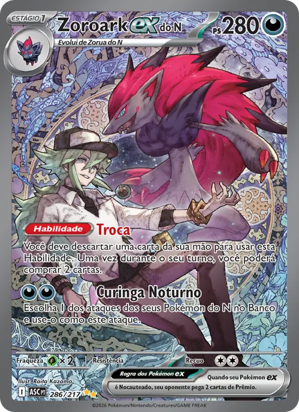 Carta Zoroark ex do N, nº 286 de Heróis Excelsos