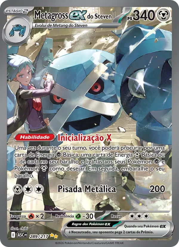 Carta Metagross ex do Steven, nº 289 de Heróis Excelsos
