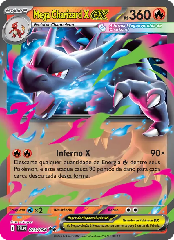 Carta Mega Charizard X ex, nº 013 de Fogo Fantasmagórico