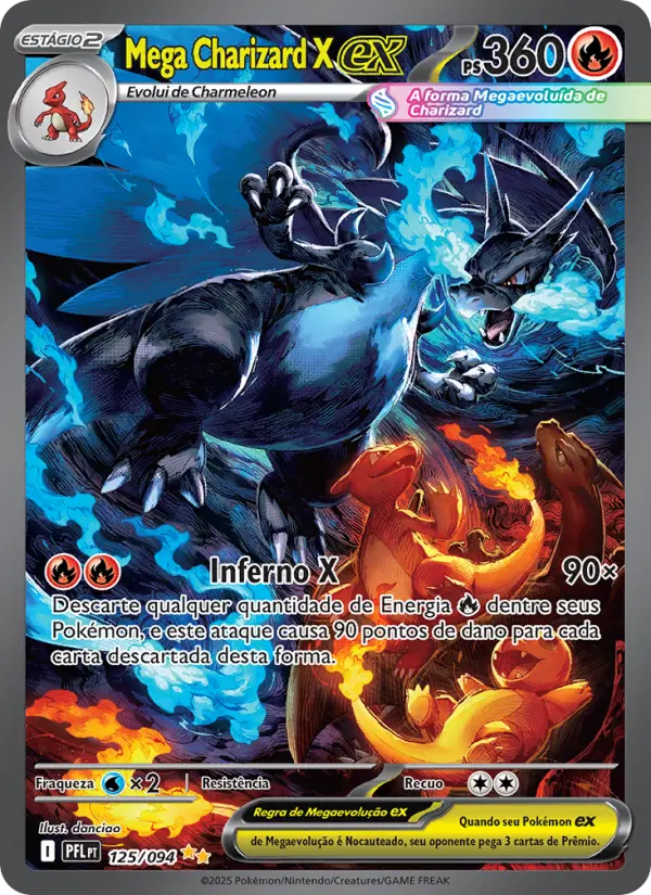 Carta Mega Charizard X ex, nº 125 de Fogo Fantasmagórico