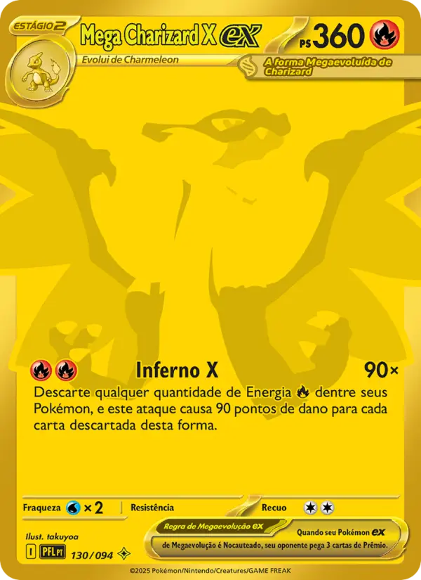 Carta Mega Charizard X ex, nº 130 de Fogo Fantasmagórico