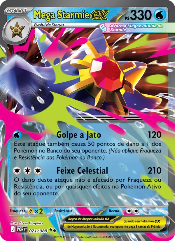 Carta Mega Starmie ex, nº 021 de Equilíbrio Perfeito