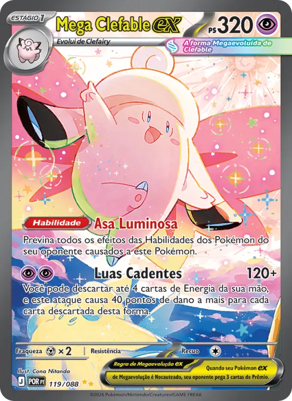 Carta Mega Clefable ex, nº 119 de Equilíbrio Perfeito