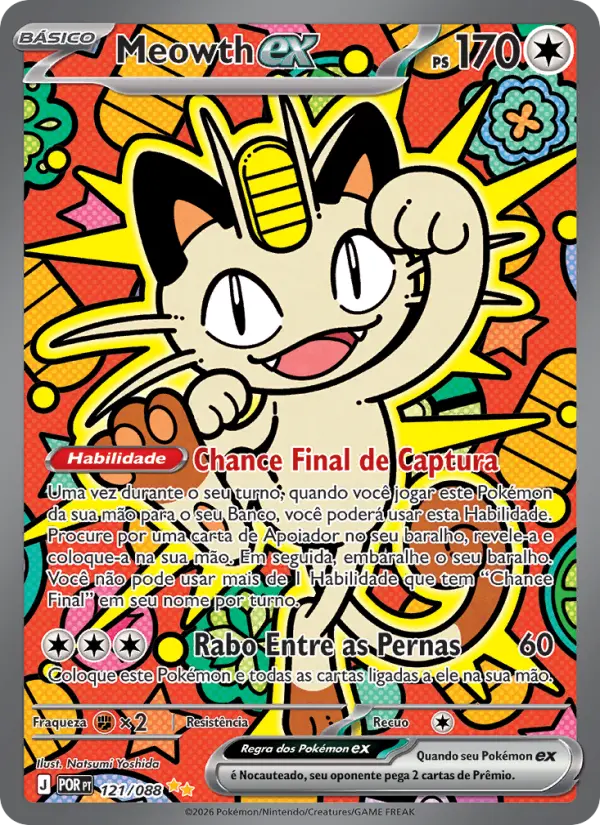 Carta Meowth ex, nº 121 de Equilíbrio Perfeito