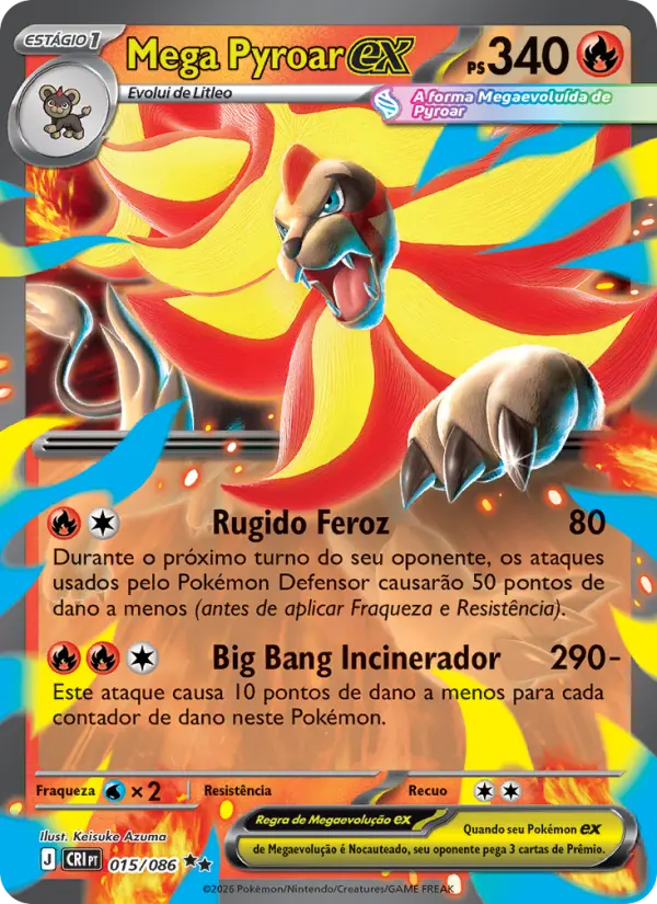 Carta Mega Pyroar ex, nº 015 de Caos Ascendente