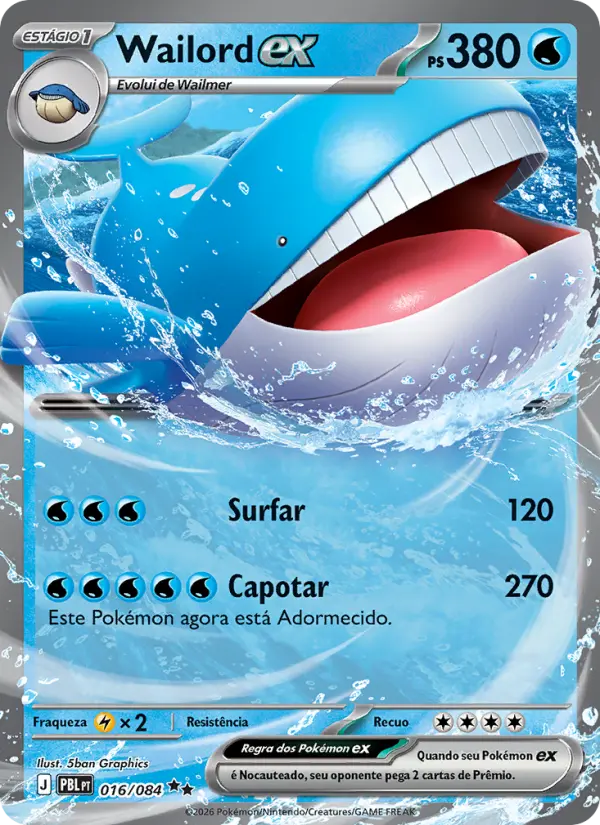 Carta Wailord ex, nº 016 de Escuridão Absoluta