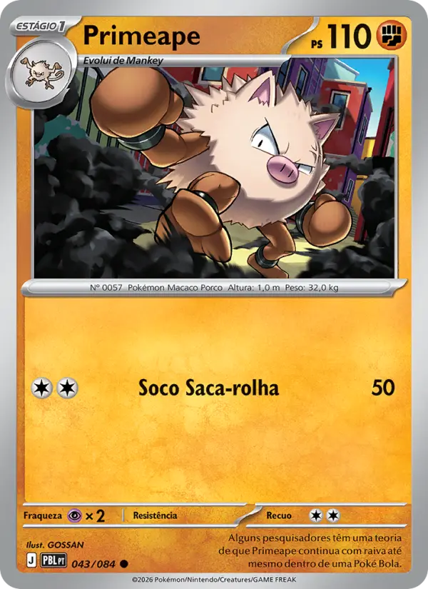 Carta Primeape, nº 043 de Escuridão Absoluta