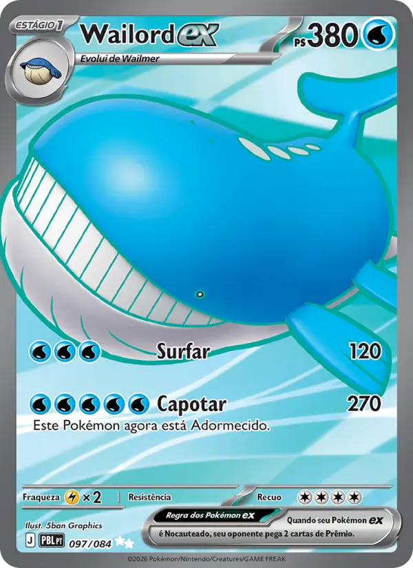 Carta Wailord ex, nº 097 de Escuridão Absoluta
