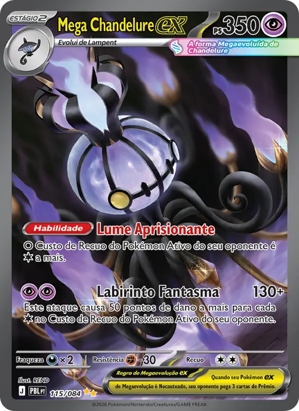 Carta Mega Chandelure ex, nº 115 de Escuridão Absoluta