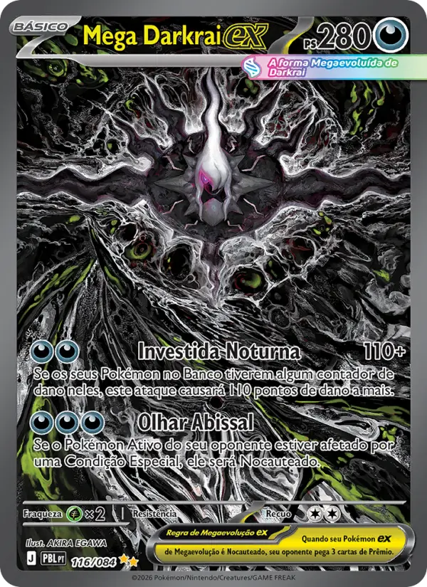 Carta Mega Darkrai ex, nº 116 de Escuridão Absoluta