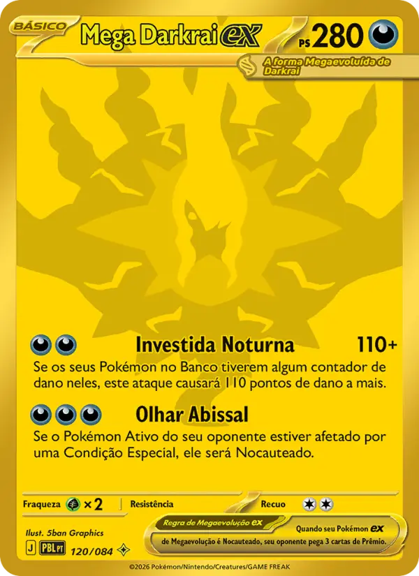 Carta Mega Darkrai ex, nº 120 de Escuridão Absoluta