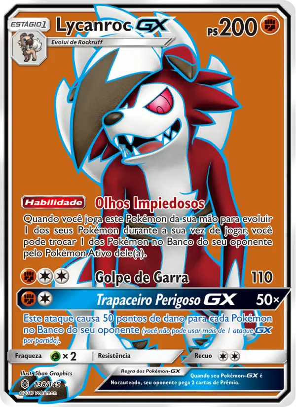 Carta Lycanroc GX, nº 138 de Guardiões Ascendentes