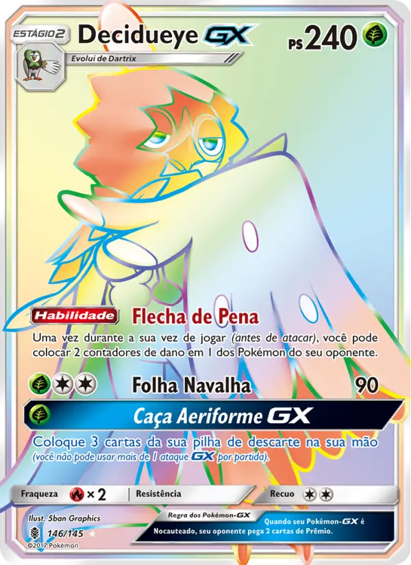 Carta Decidueye GX, nº 146 de Guardiões Ascendentes