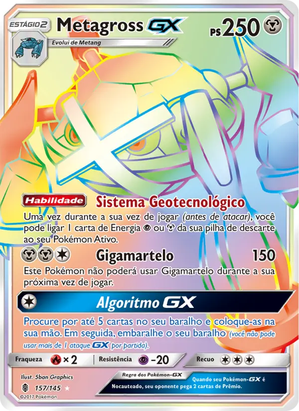 Carta Metagross GX, nº 157 de Guardiões Ascendentes