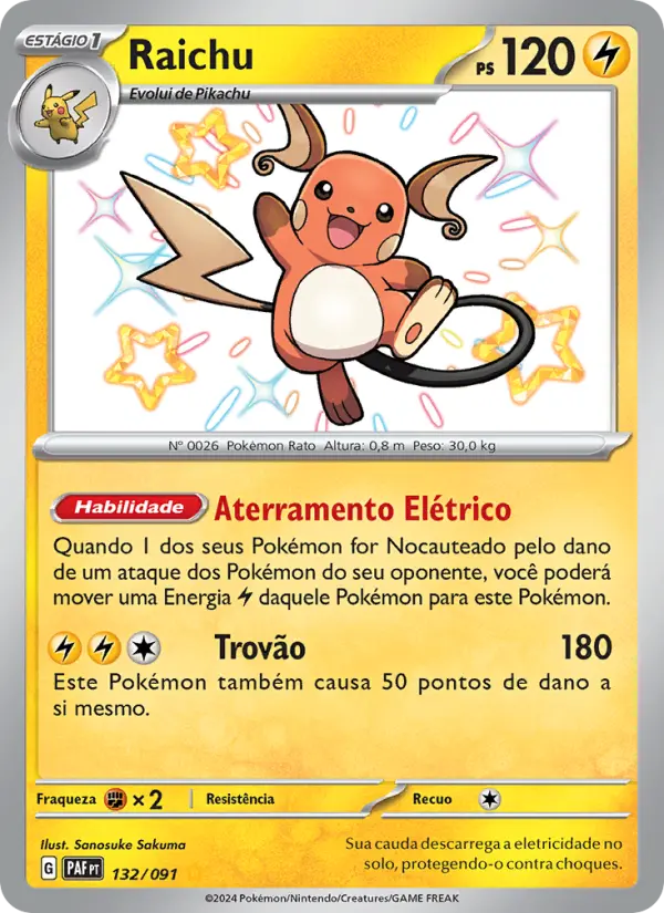 Carta Raichu, nº 132 de Destinos de Paldea