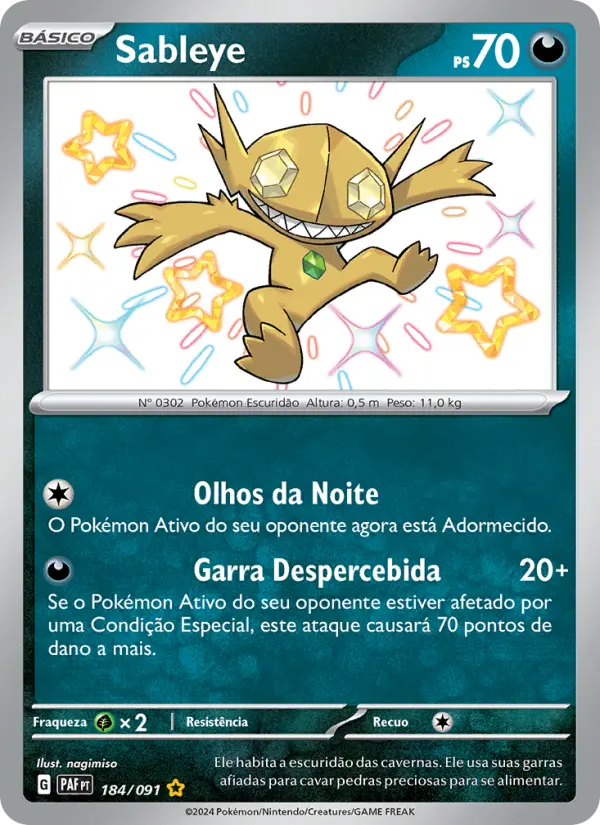 Carta Sableye, nº 184 de Destinos de Paldea