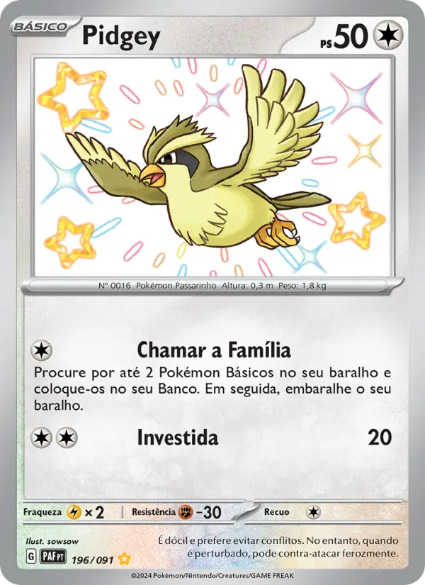 Carta Pidgey, nº 196 de Destinos de Paldea