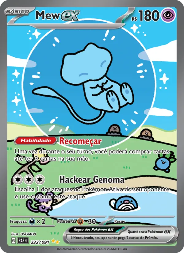 Carta Mew ex, nº 232 de Destinos de Paldea