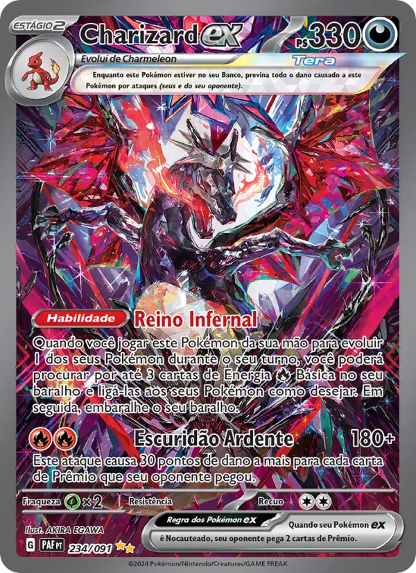 Carta Charizard ex, nº 234 de Destinos de Paldea