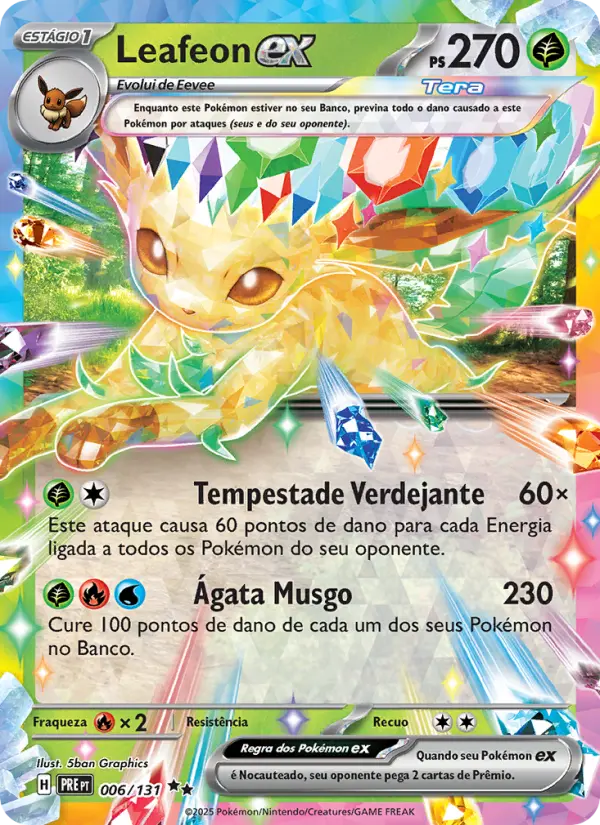 Carta Leafeon ex, nº 006 de Evoluções Prismáticas