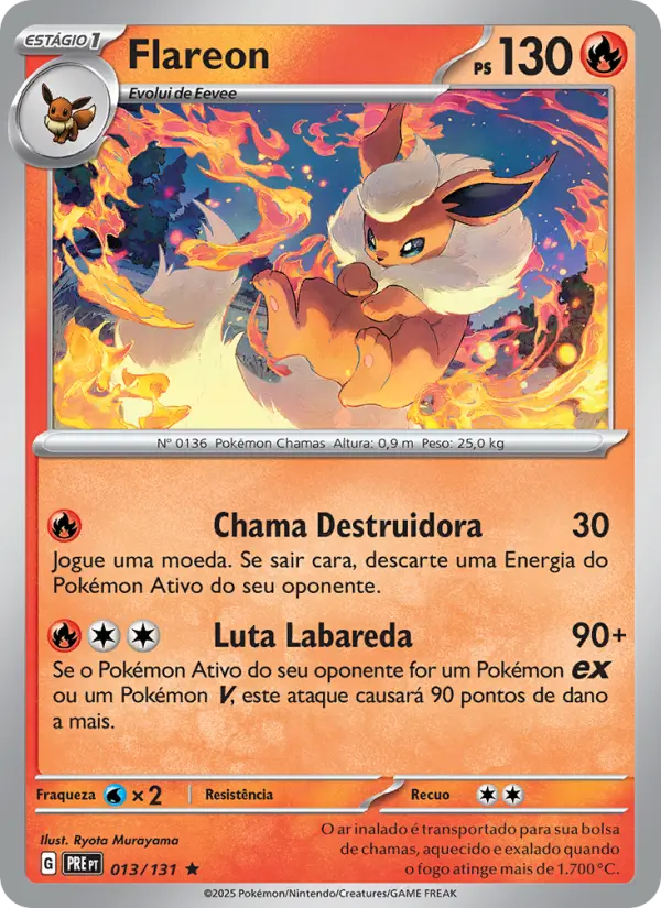 Carta Flareon, nº 013 de Evoluções Prismáticas