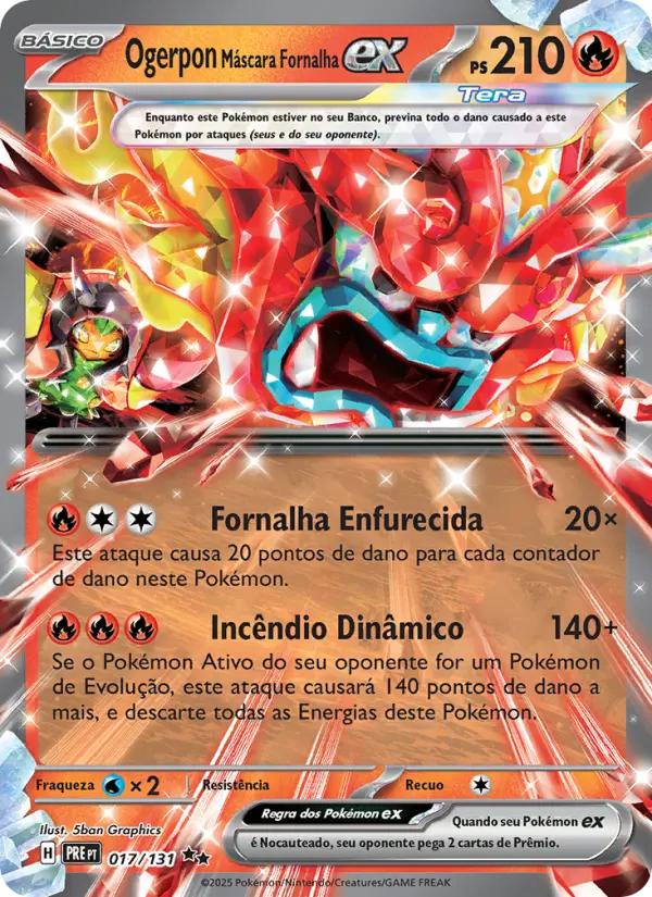 Carta Ogerpon Máscara Fornalha ex, nº 017 de Evoluções Prismáticas