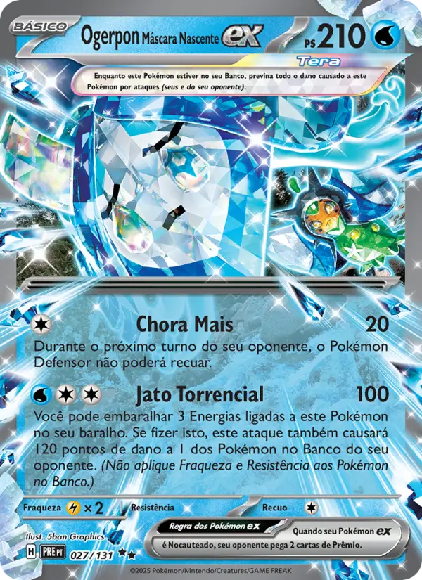 Carta Ogerpon Máscara Nascente ex, nº 027 de Evoluções Prismáticas