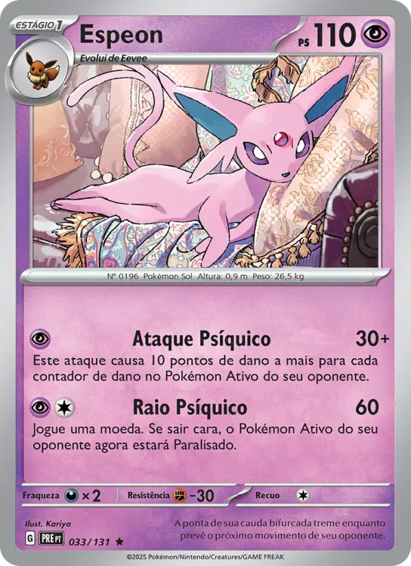 Carta Espeon, nº 033 de Evoluções Prismáticas